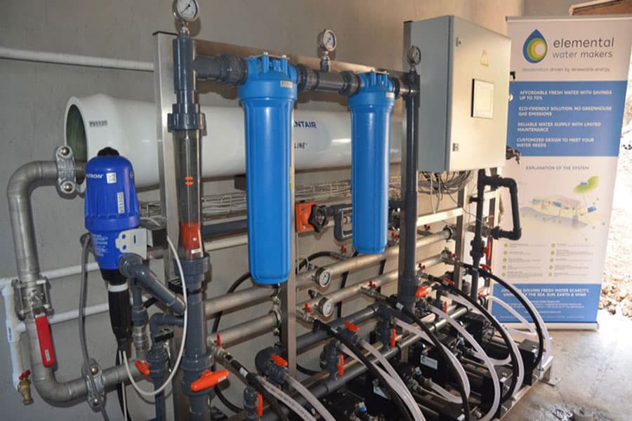Commissioned-solution-producing-elemental-water Newly assembled desalination system from the inside