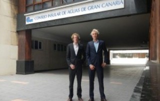 Our founders in front of the water administration for Gran Canaria