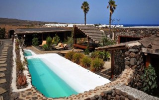 Swimming pool filled with desalinated water in a resort on Lanzarote, Canary Islands