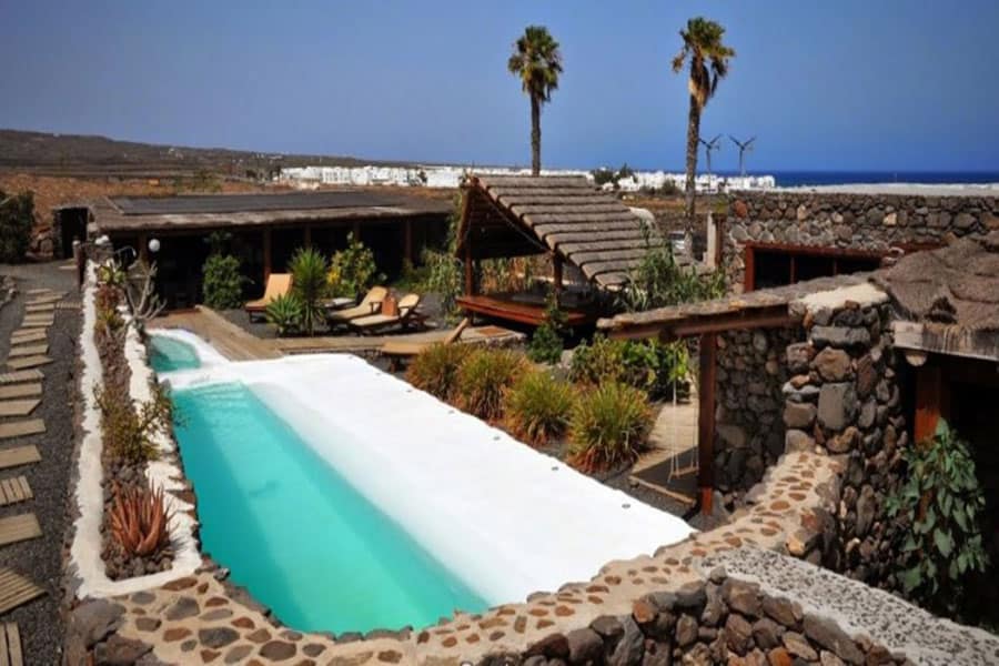 Swimming pool filled with desalinated water in a resort on Lanzarote, Canary Islands