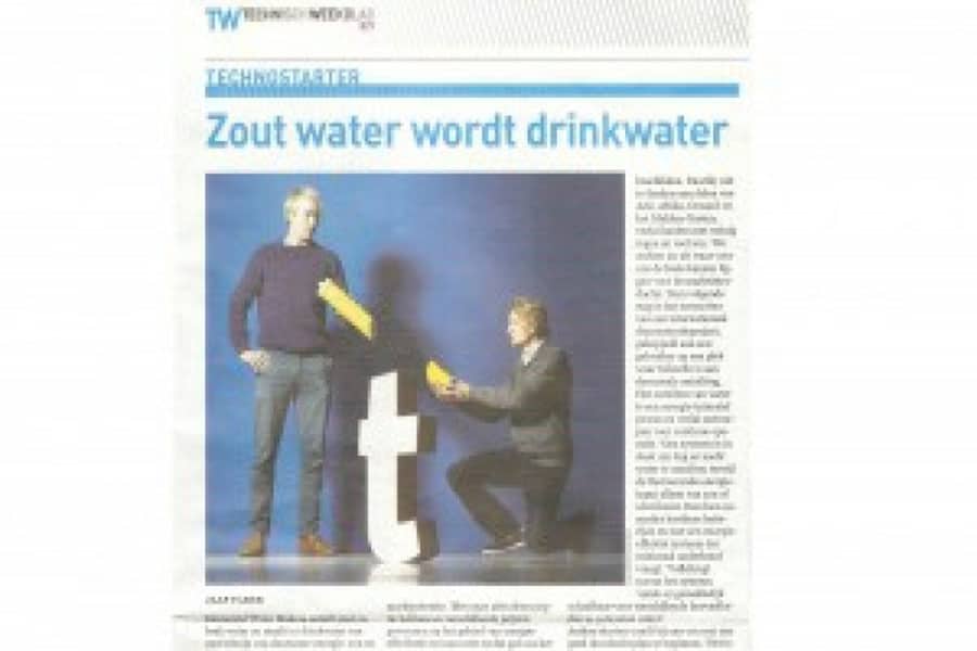 article in technostarter: salt water turns into drinking water