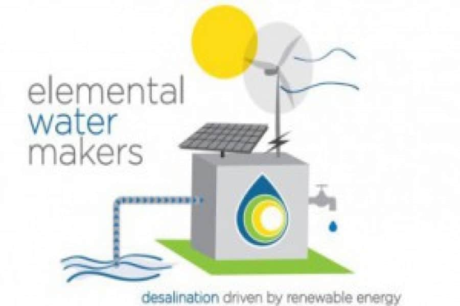 elemental water makers, desalination driven by renewable energy