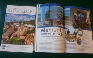 Property & Yachts Virgin Islands magazine reporting about elemental water makers