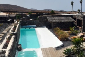 Swimming pool filled with desalinated water in a resort on Lanzarote, Canary Islands