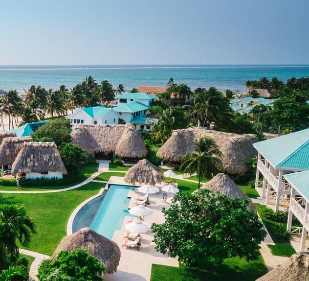 Luxurious resort in Belize, which is located next to the water and the pools are filled with desalinated water provided by the reverse osmosis technology by Elemental Water Makers.